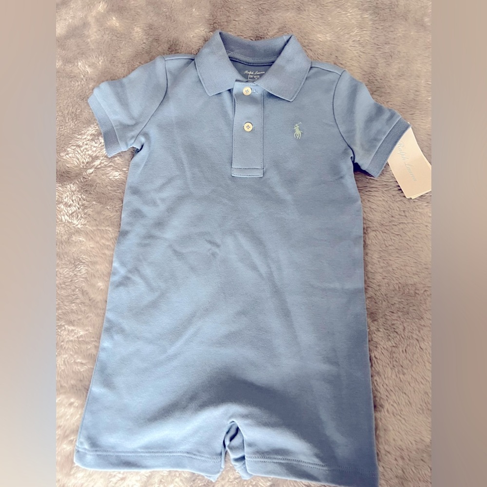 Polo by Ralph Lauren, boys, blue onesie.